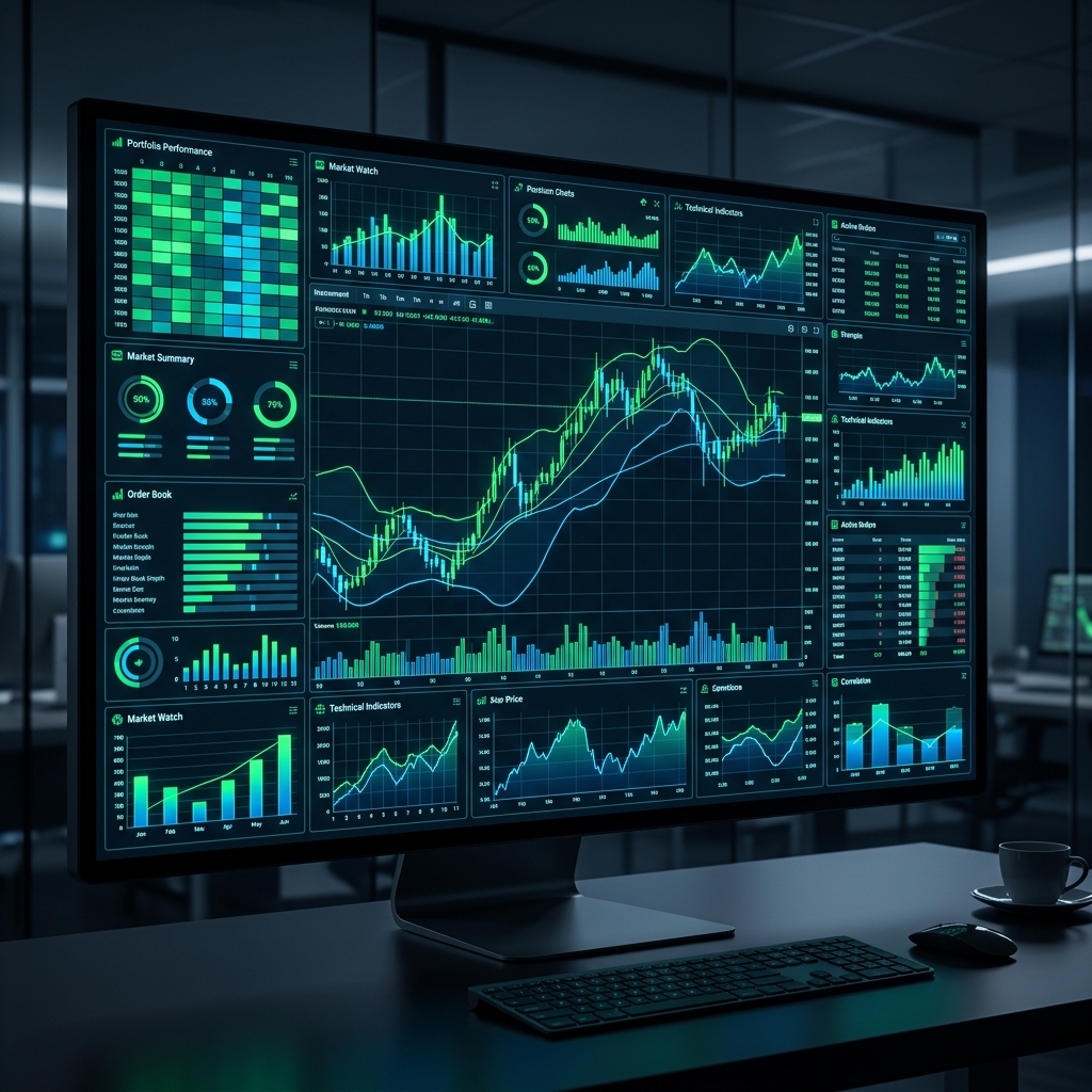 Advanced trading dashboard showing market data